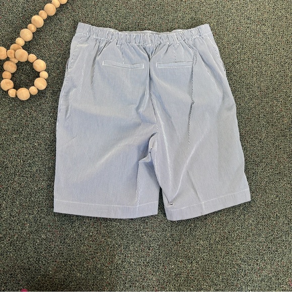 LAND’S END Blue & White Striped Seersucker Shorts Elastic Waist Comfy Casual 16 - Picture 10 of 16